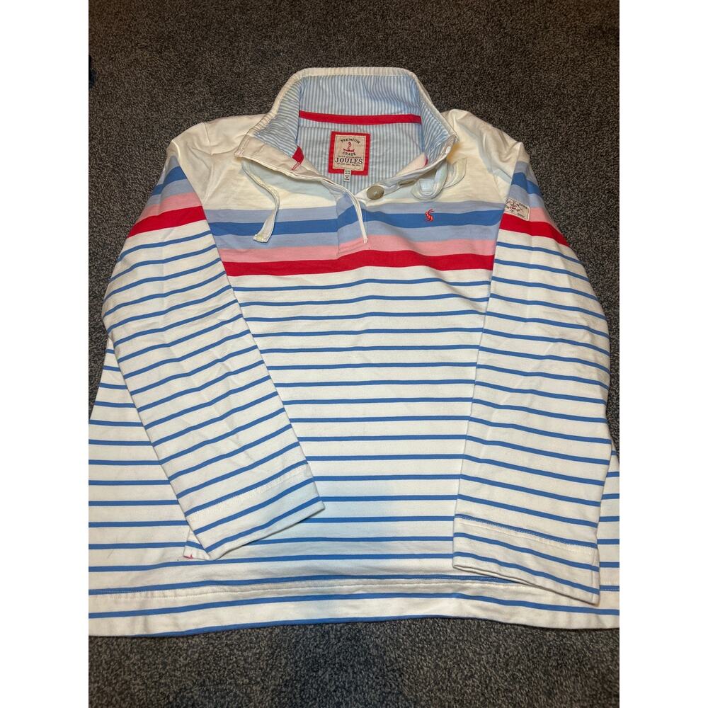 Tribal Sport "Cool Blue" White w/Blue Pink Stripe Cotton Polo Shirt size 16